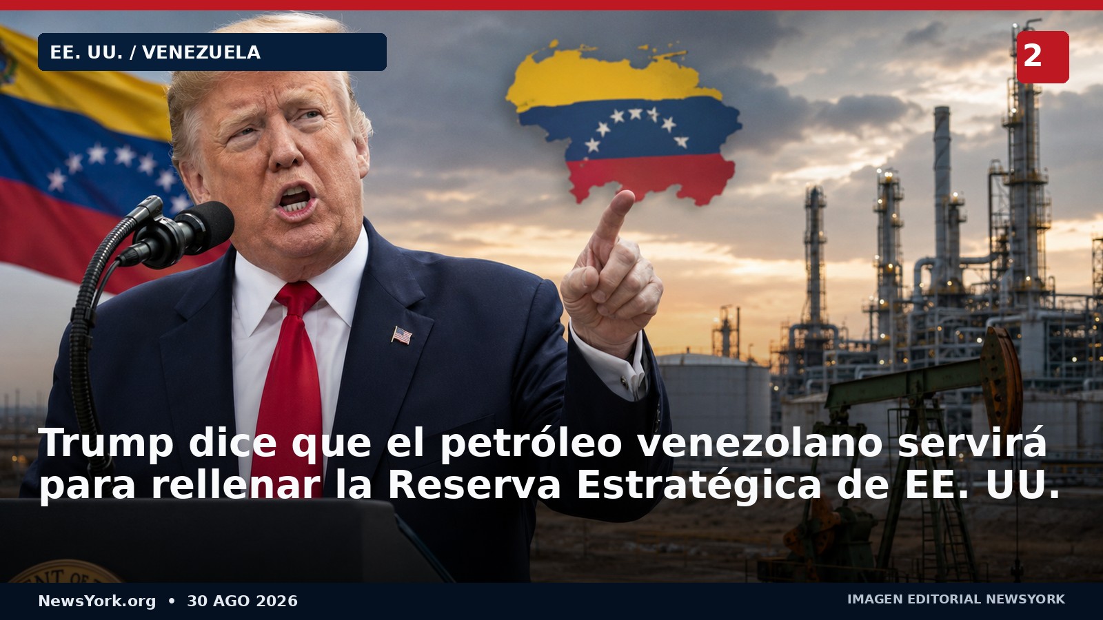 Trump dice que el petróleo venezolano servirá para rellenar la Reserva Estratégica de EE. UU.