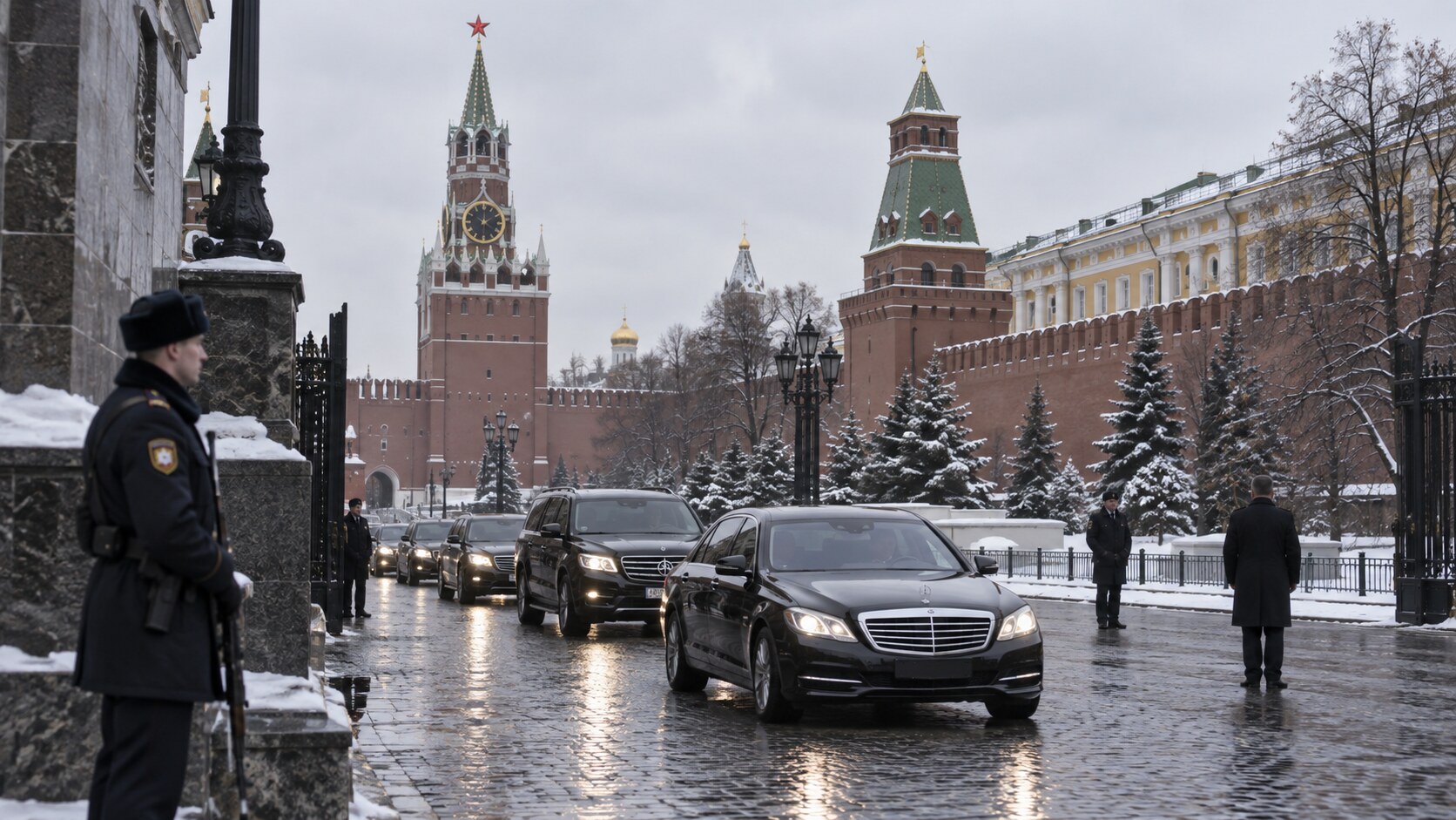 Convoy diplomático llega al Kremlin para conversaciones sobre Ucrania