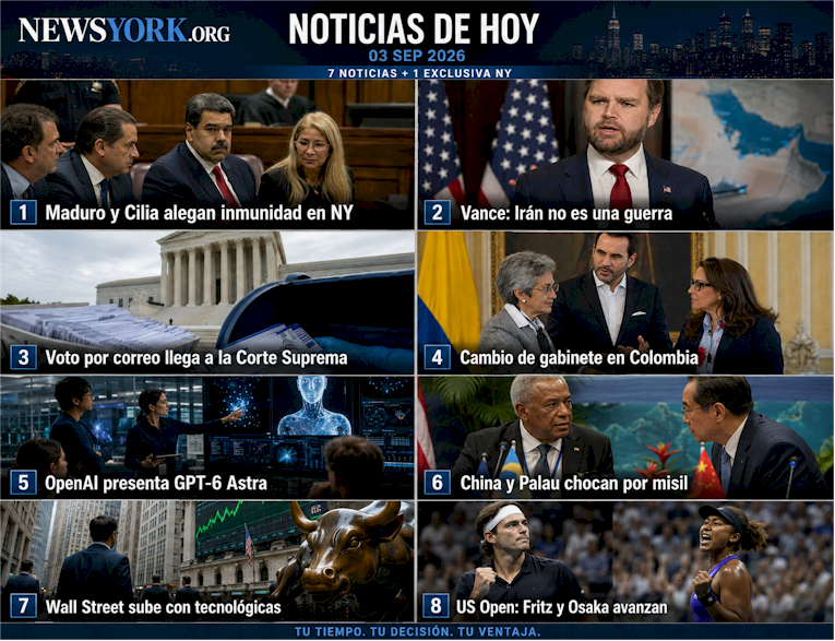 Collage de las principales noticias de NewsYork del 3 de septiembre de 2026