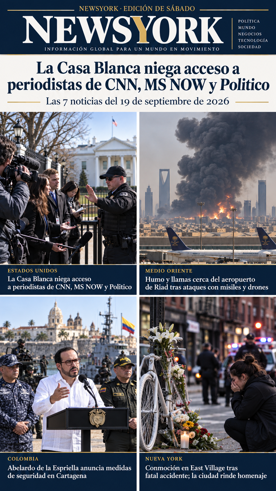 Portada visual de NewsYork con las principales noticias del 19 de septiembre de 2026