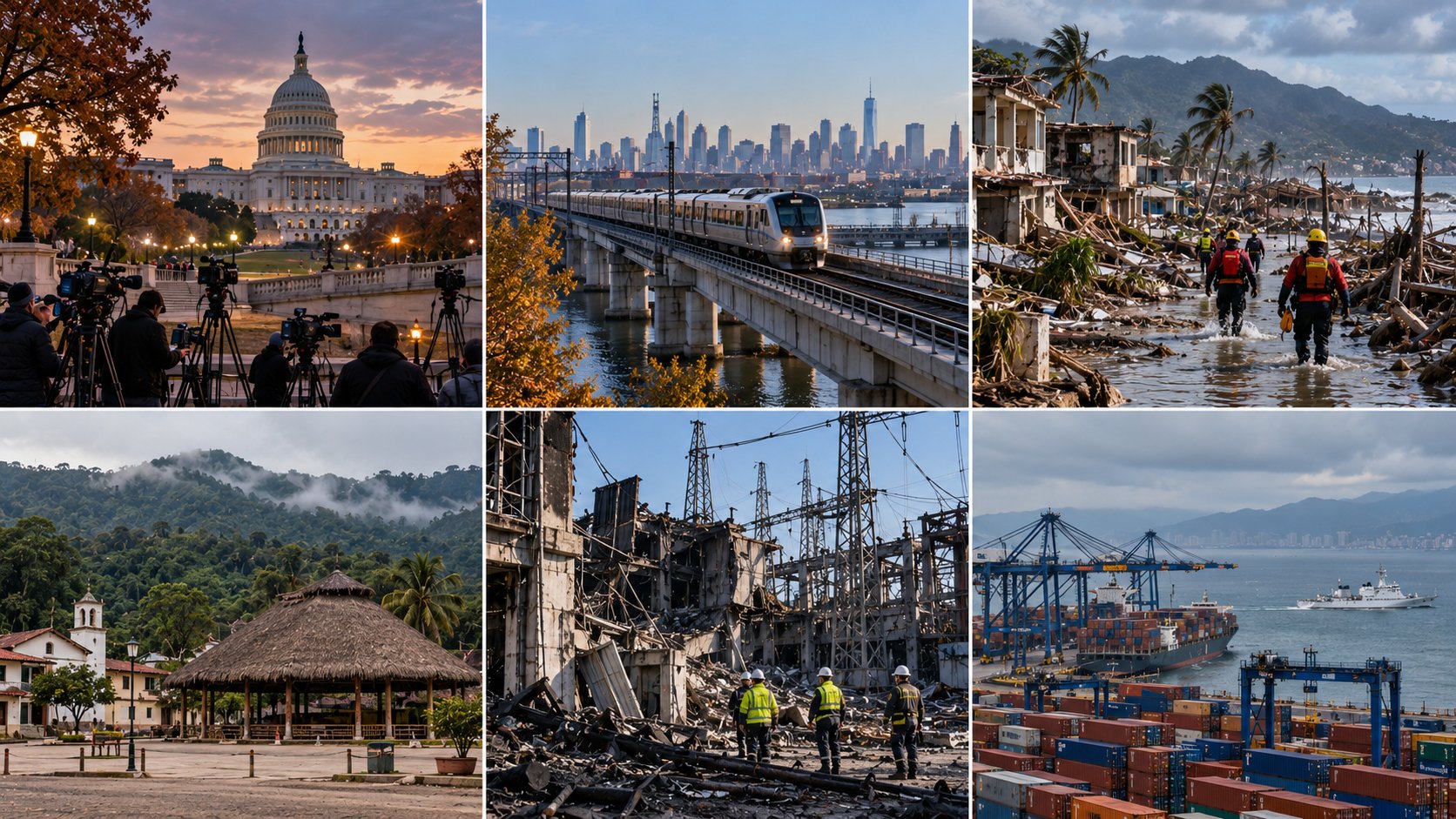Collage de escenas editoriales conceptuales